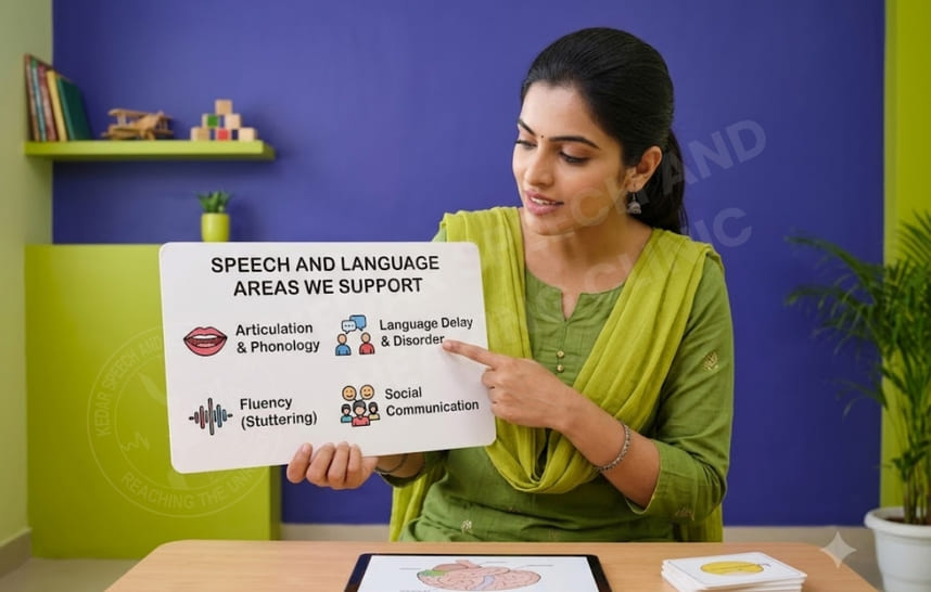 Speech and language therapy areas supported by speech therapist